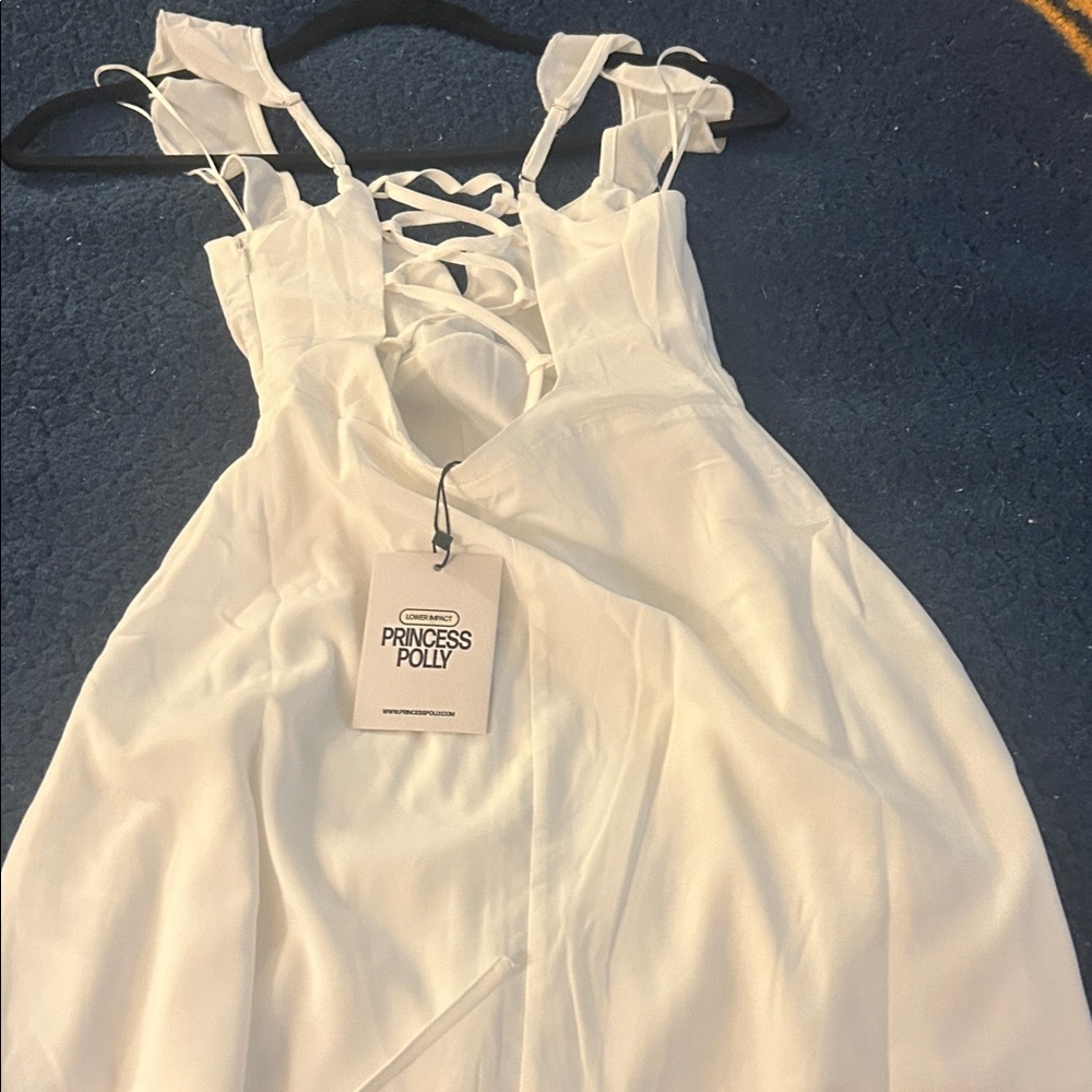 NWT Princess Polly White Mini Dress with Back Lace Up